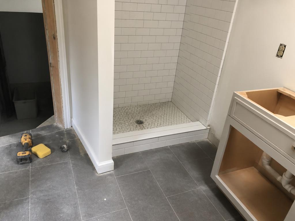 Bathroom remodel with new tile shower and vanity